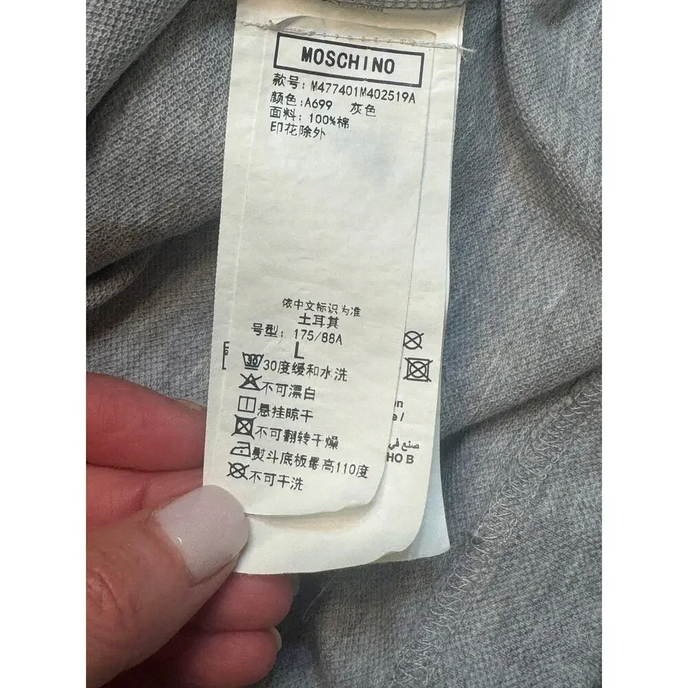 Love Moschino Aircraft Print Shirt Mens L Gray Long Sleeve Sweatshirt Pullover - Picture 12 of 12